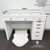 VC SINGLE LEG TABLE TOP ONLY - GLASS TOP - Add to your Ikea Alex drawers. OPTION TO ADD MIRROR
