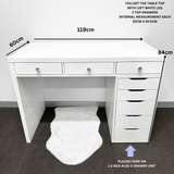 VC SINGLE LEG TABLE TOP ONLY - WHITE TOP - Add to your Ikea Alex drawer. OPTION TO ADD MIRROR