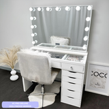 VC SINGLE LEG TABLE TOP ONLY - GLASS TOP - Add to your Ikea Alex drawers. OPTION TO ADD MIRROR