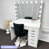 VC SINGLE LEG TABLE TOP ONLY - WHITE TOP - Add to your Ikea Alex drawer. OPTION TO ADD MIRROR