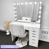 VC SINGLE LEG TABLE TOP ONLY - WHITE TOP - Add to your Ikea Alex drawer. OPTION TO ADD MIRROR