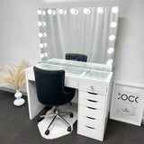 VC SINGLE LEG TABLE TOP ONLY - GLASS TOP - Add to your Ikea Alex drawers. OPTION TO ADD MIRROR
