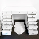 SPRING SALE! 15% OFF! VC 13 DRAWER VANITY TABLE - WHITE TOP/WHITE DRAWERS - OPTION TO ADD MIRROR