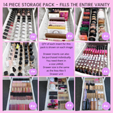 SPRING SALE! 15% OFF! VC 13 DRAWER VANITY TABLE - WHITE TOP/WHITE DRAWERS - OPTION TO ADD MIRROR