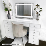 SPRING SALE! 15% OFF! VC 13 DRAWER VANITY TABLE - WHITE TOP/WHITE DRAWERS - OPTION TO ADD MIRROR