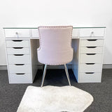 SPRING SALE! 12% OFF! VC TABLE TOP ONLY - GLASS TOP - Add to your Ikea Alex drawers. OPTION TO ADD MIRROR