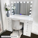 VC 13 DRAWER VANITY TABLE - WHITE TOP/WHITE DRAWERS - OPTION TO ADD MIRROR