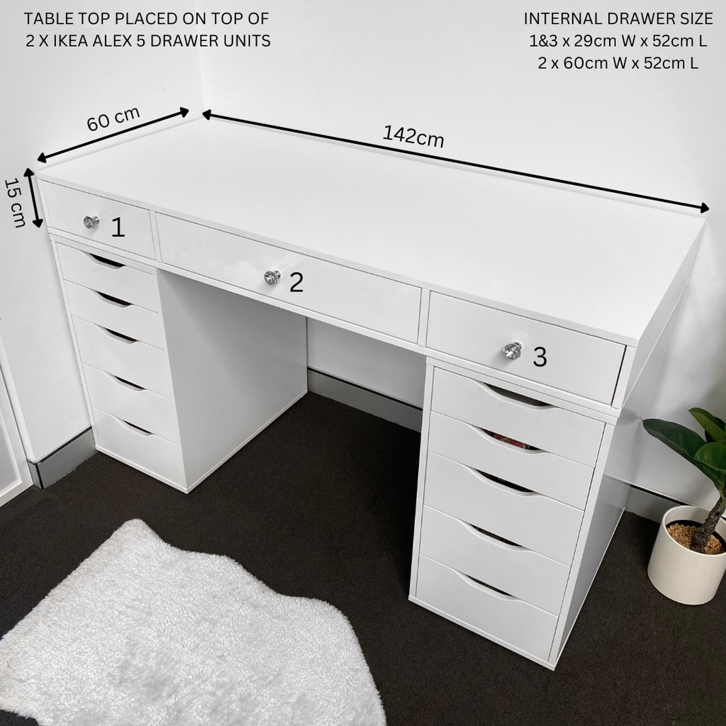 White desk top with alex drawers
