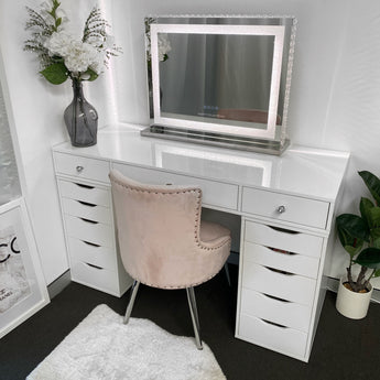 VC TABLE TOP ONLY - WHITE TOP - Add to your Ikea Alex drawers. OPTION TO ADD MIRROR - PRE ORDER - DUE MAY 7TH 2024