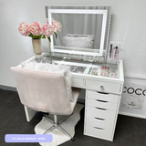 VC SINGLE LEG TABLE TOP ONLY - GLASS TOP - Add to your Ikea Alex drawers. OPTION TO ADD MIRROR