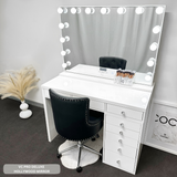 8 DRAWER VANITY TABLE - WHITE TOP/WHITE DRAWERS - OPTION TO ADD MIRROR