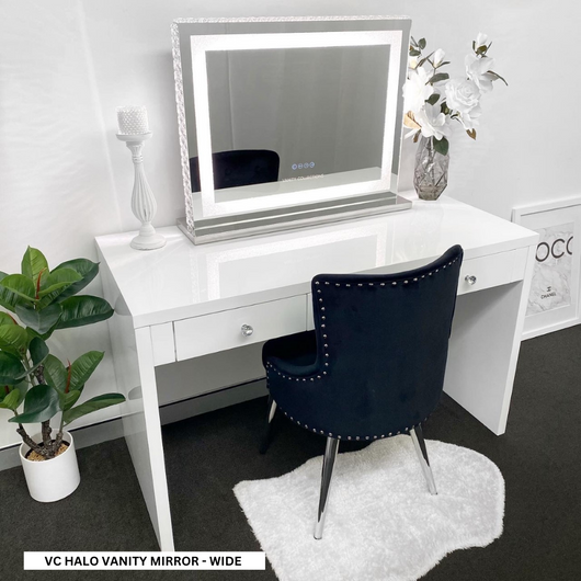 White desk with hollywood mirror online