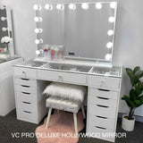 VC TABLE TOP ONLY - GLASS TOP - Add to your Ikea Alex drawers. OPTION TO ADD MIRROR