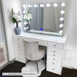 VC 13 DRAWER VANITY TABLE - WHITE TOP/WHITE DRAWERS - OPTION TO ADD MIRROR