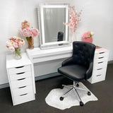 VC PLUSH ADJUSTABLE VANITY CHAIR - BLACK