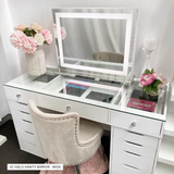 VC TABLE TOP ONLY - GLASS TOP - Add to your Ikea Alex drawers. OPTION TO ADD MIRROR