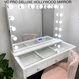VC 3 DRAWER VANITY TABLE - GLASS TOP - OPTION TO ADD MIRROR