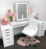 NEW! VC PLUSH ADJUSTABLE VANITY CHAIR - WHITE