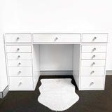 VC 13 DRAWER VANITY TABLE - WHITE TOP/WHITE DRAWERS - OPTION TO ADD MIRROR