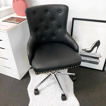 VC PLUSH ADJUSTABLE VANITY CHAIR - BLACK